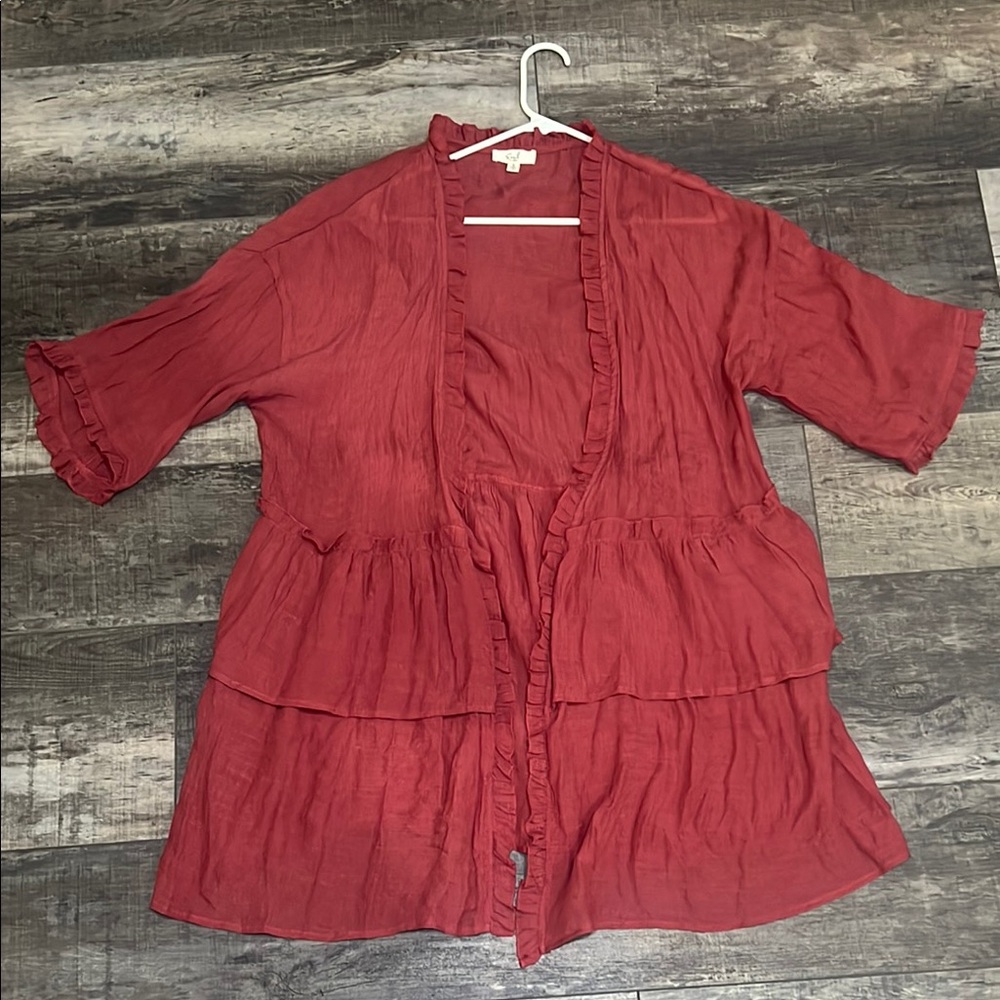 Ruffled cardigan/ coverup